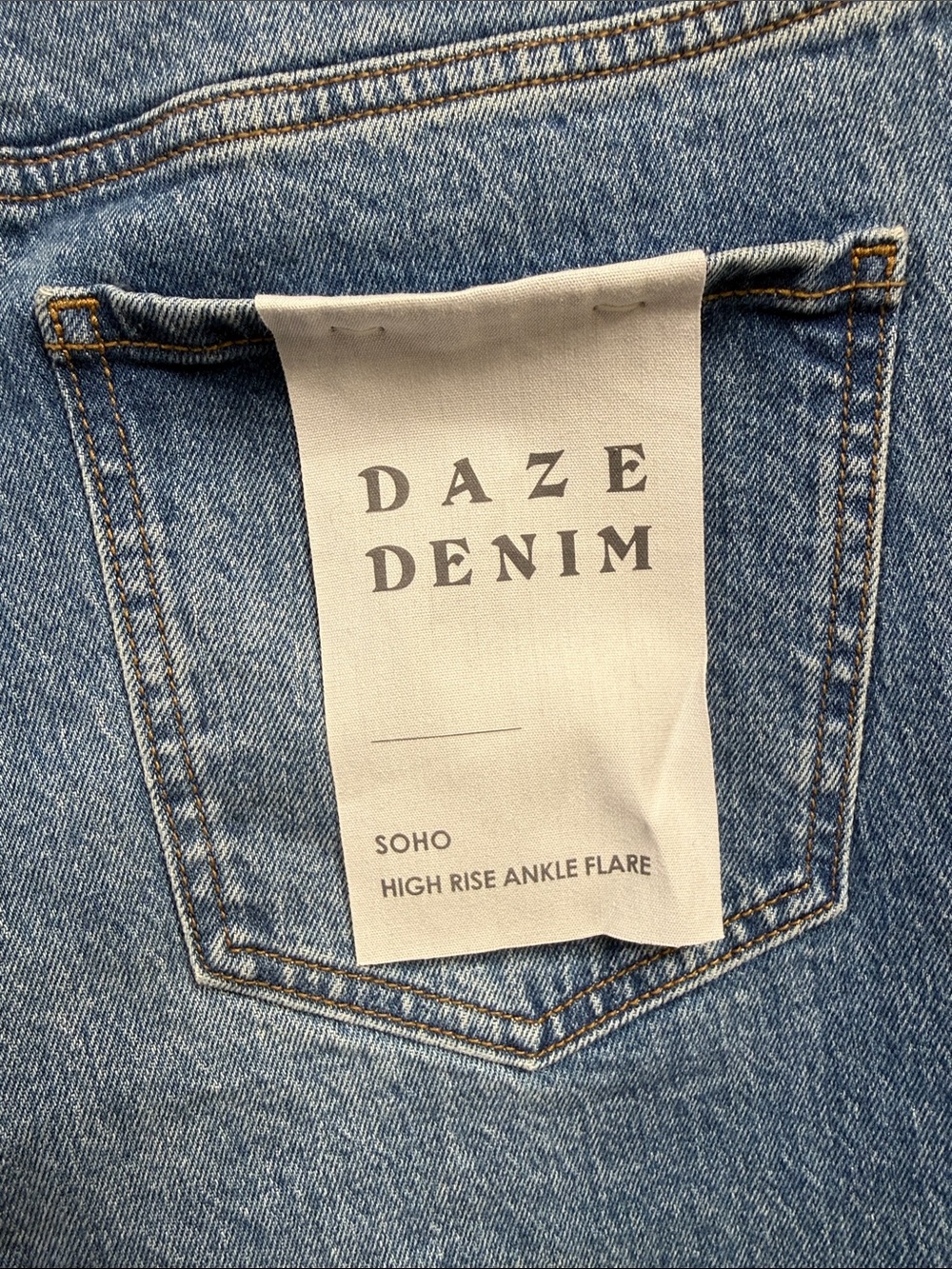 DAZE Light Blue High-Rise Flare Jeans with Frayed Hem - Picture 4 of 7
